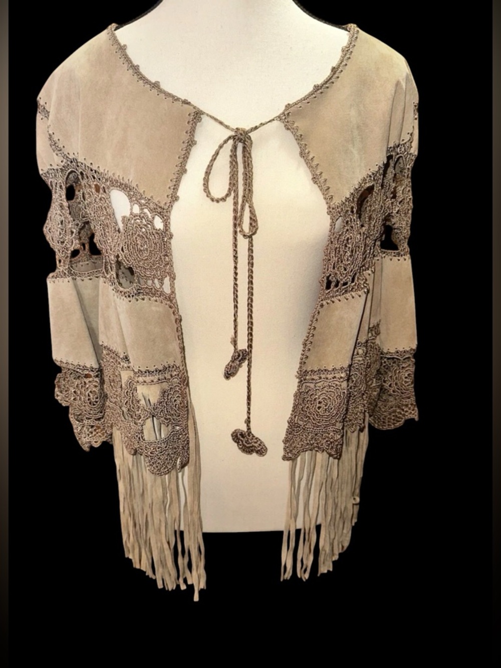 Adrienne Landau Suede/crochet Vintage Jacket 1970’s - Picture 2 of 5